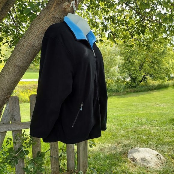 Junonia Womens Plus Size 3X 2-Way Reversible Fleece Black and Blue Zip Jacket - Picture 9 of 14